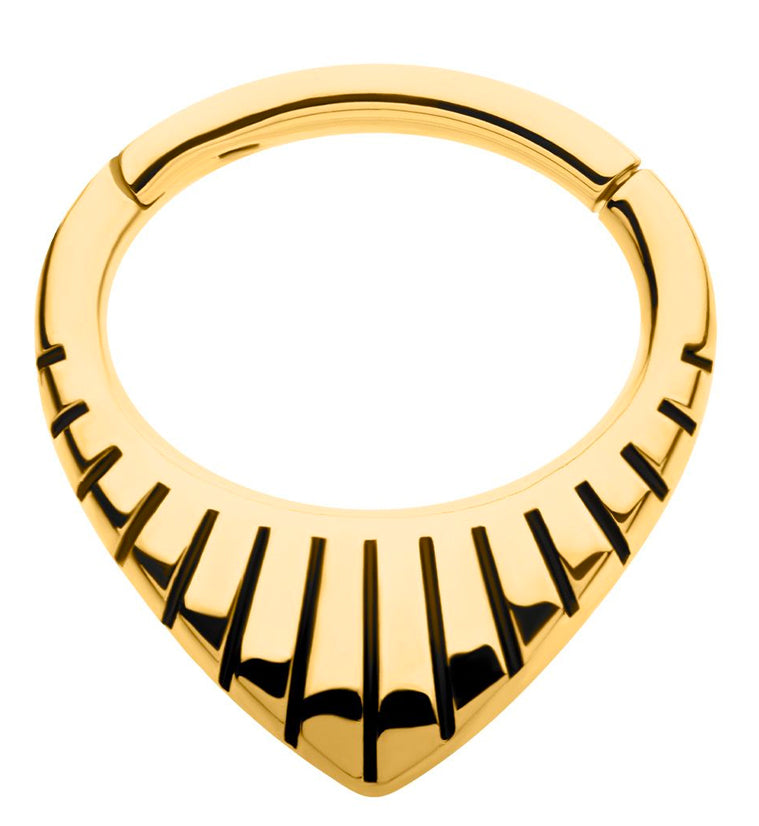 Gold PVD Point Ridge Stainless Steel Hinged Segment Ring
