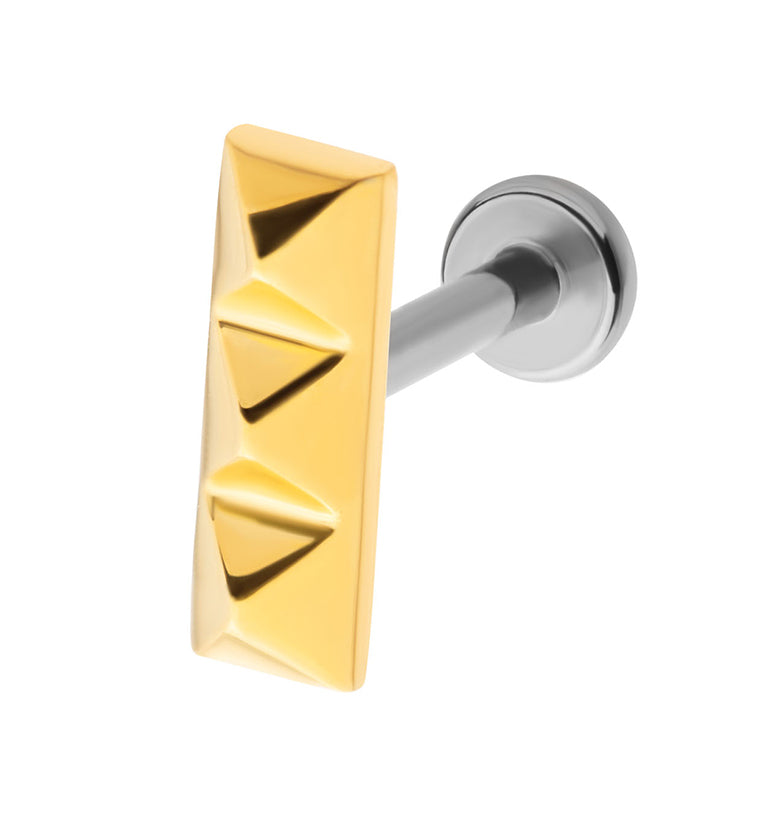 Gold PVD Polyhedra Row Stainless Steel Internally Threaded Labret