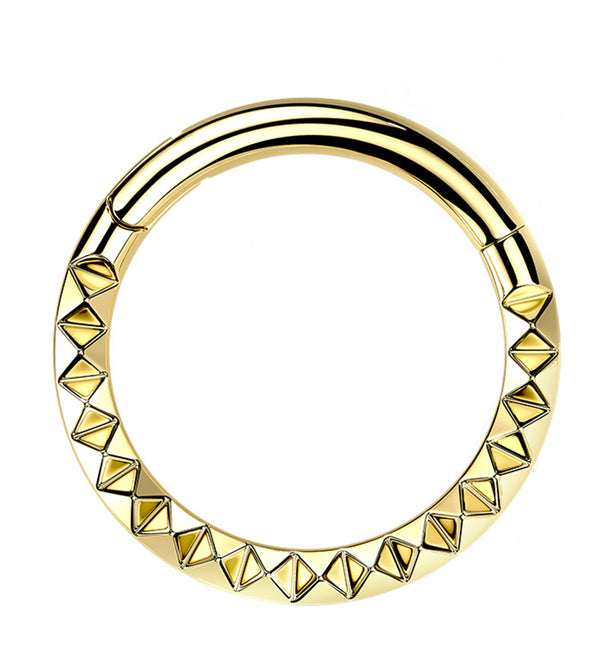 Gold PVD Polyhedra Titanium Hinged Segment Ring