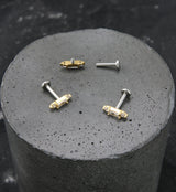 Gold PVD Reign Clear CZ Stainless Steel Internally Threaded Labret