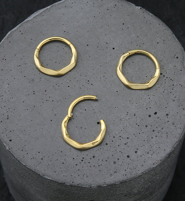 Gold PVD Ripple Stainless Steel Hinged Segment Ring