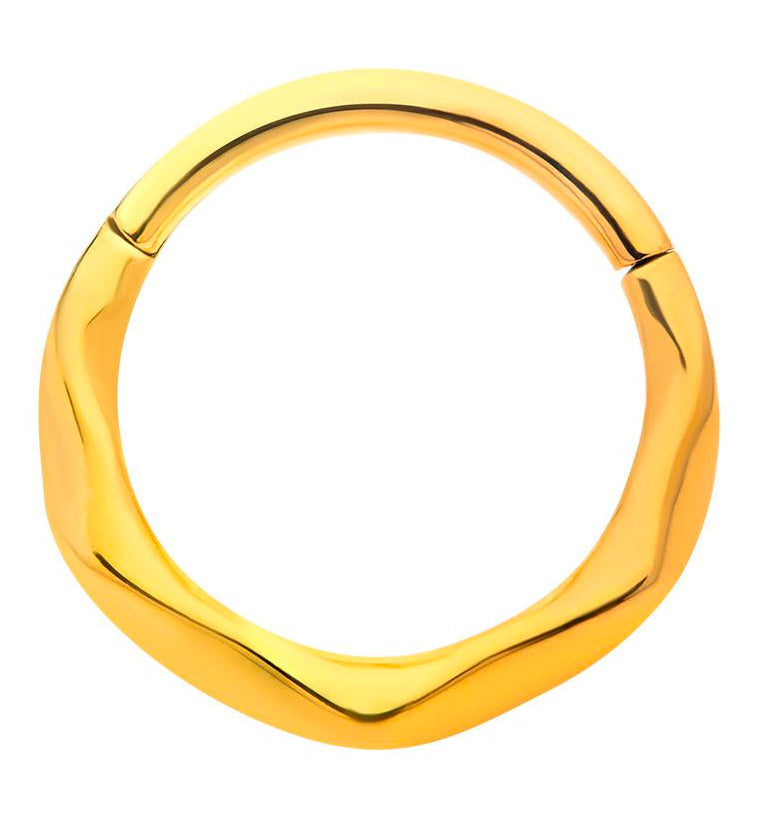 Gold PVD Ripple Stainless Steel Hinged Segment Ring