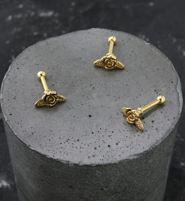 Gold PVD Rose Blossom Cartilage Barbell