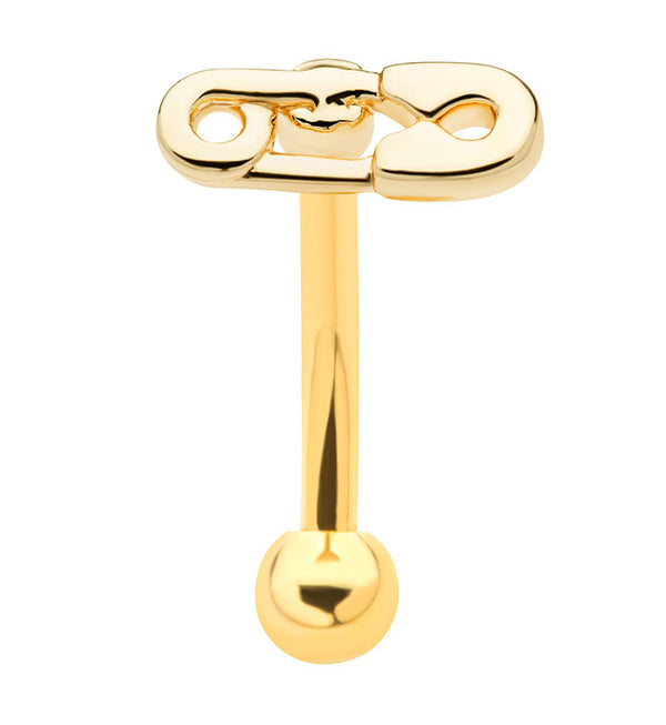 Gold PVD Safety Pin Curved Barbell