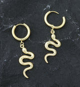 Gold PVD Serpent Stainless Steel Hoop Earrings