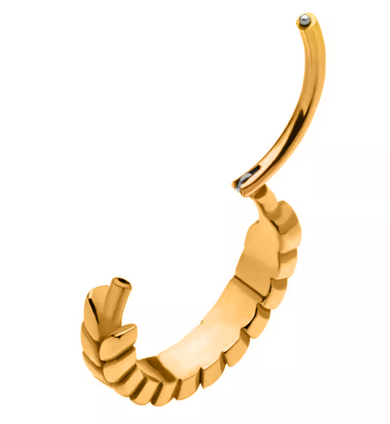 Gold PVD Side Facing Laurel Hinged Segment Ring