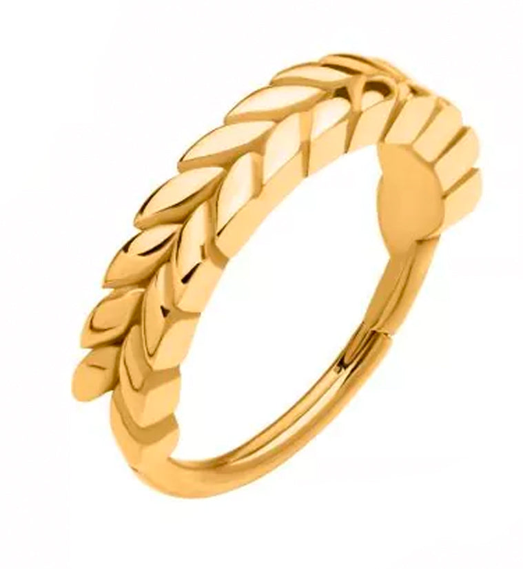Gold PVD Side Facing Laurel Hinged Segment Ring