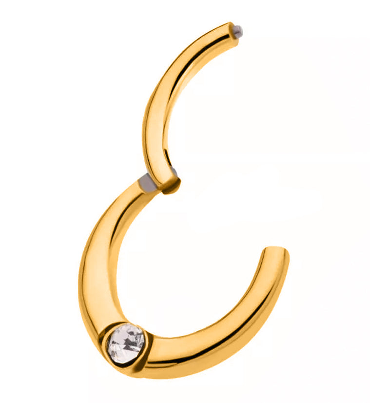 Gold PVD Single Bezel CZ Hinged Segment Ring