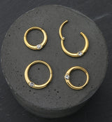 Gold PVD Single Bezel CZ Hinged Segment Ring