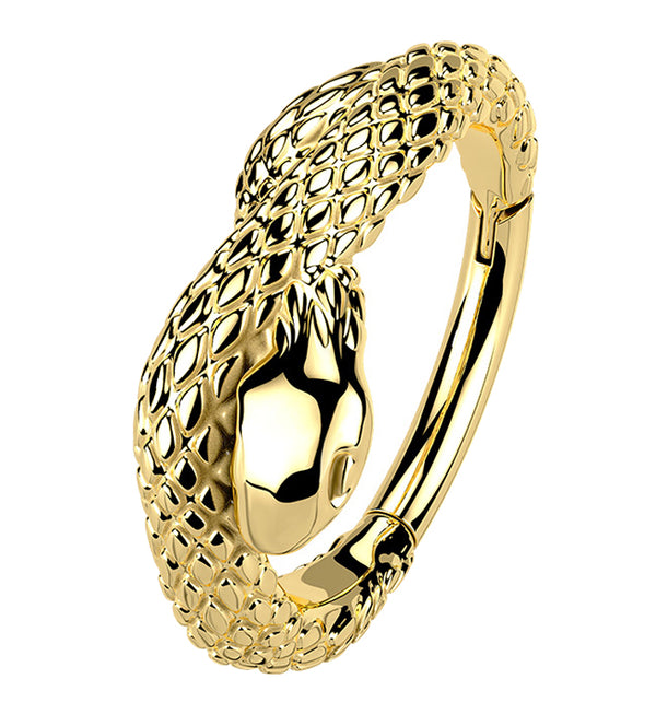 Gold PVD Snake Stainless Steel Hinged Segment Ring