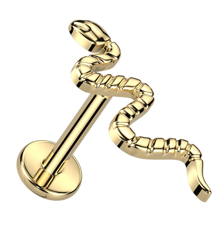 Gold PVD Snake Titanium Internally Threaded Labret
