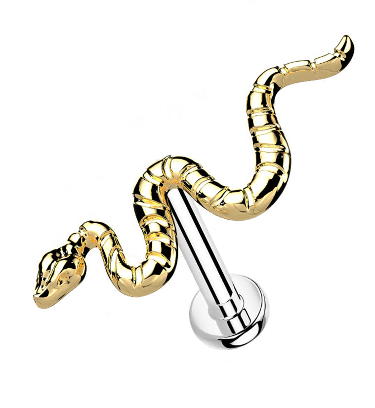 Gold PVD Snake Titanium Threadless Labret