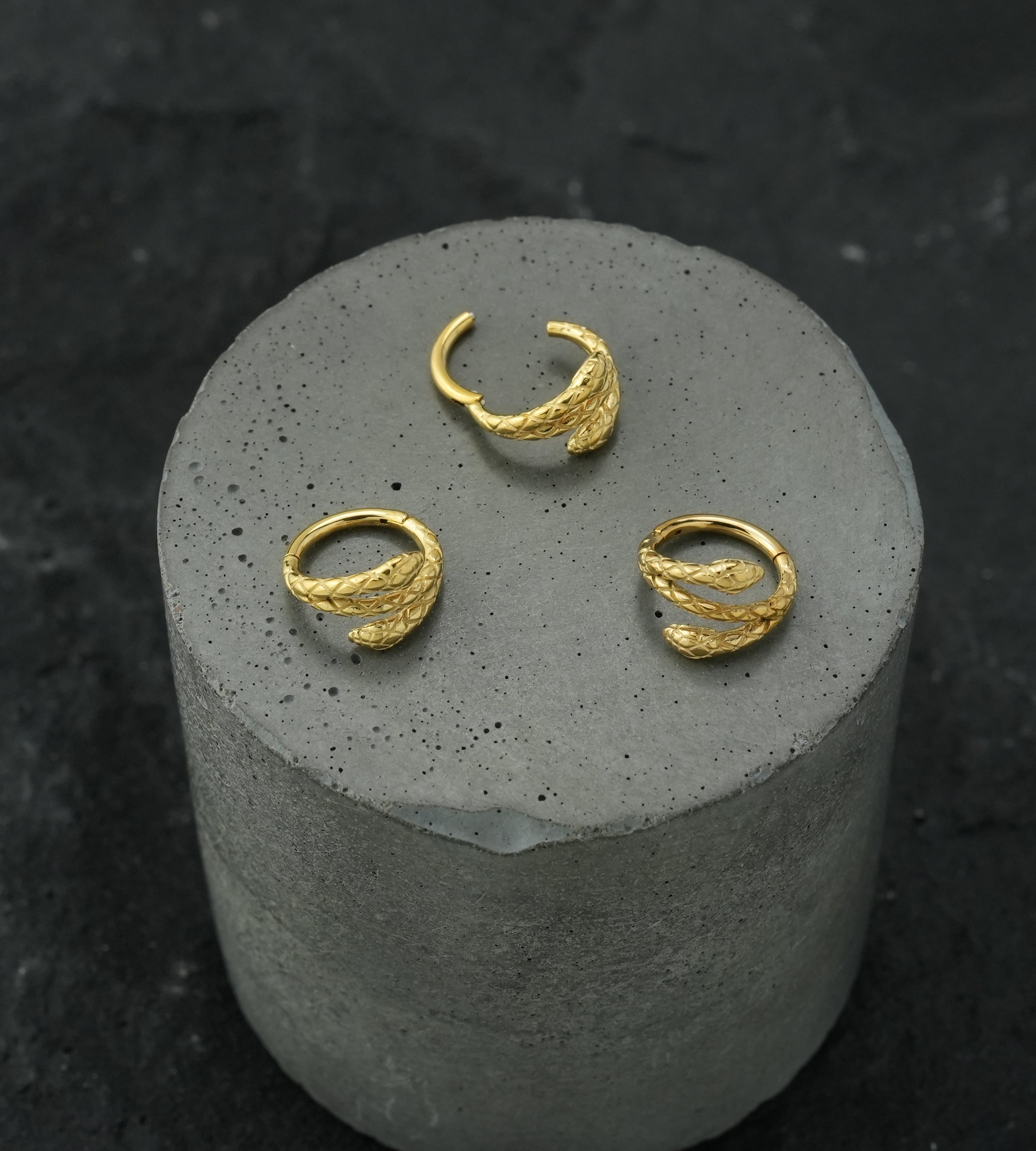 Gold PVD Snake Twist Stainless Steel Hinged Segment Ring