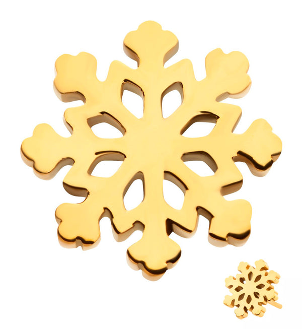 Gold PVD Snowflake Threadless Titanium Top