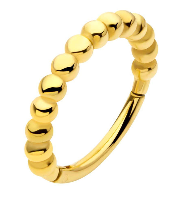Gold PVD Spherical Beaded Stainless Steel Hinged Segment Ring