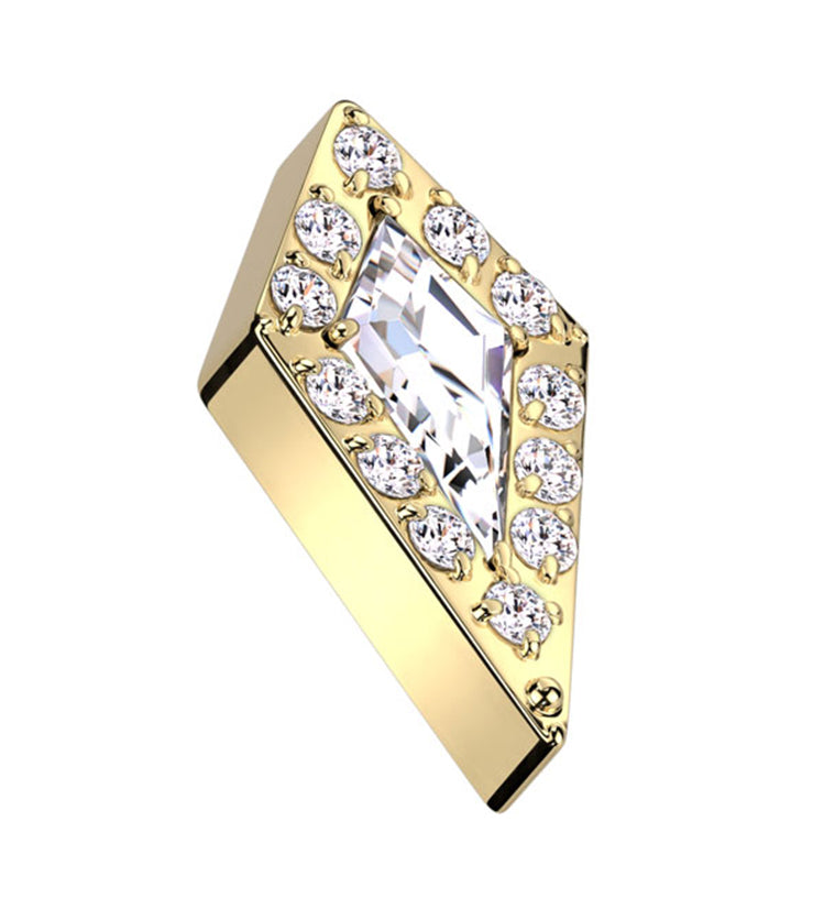 Gold PVD Spire Clear CZ Internally Threaded Titanium Top