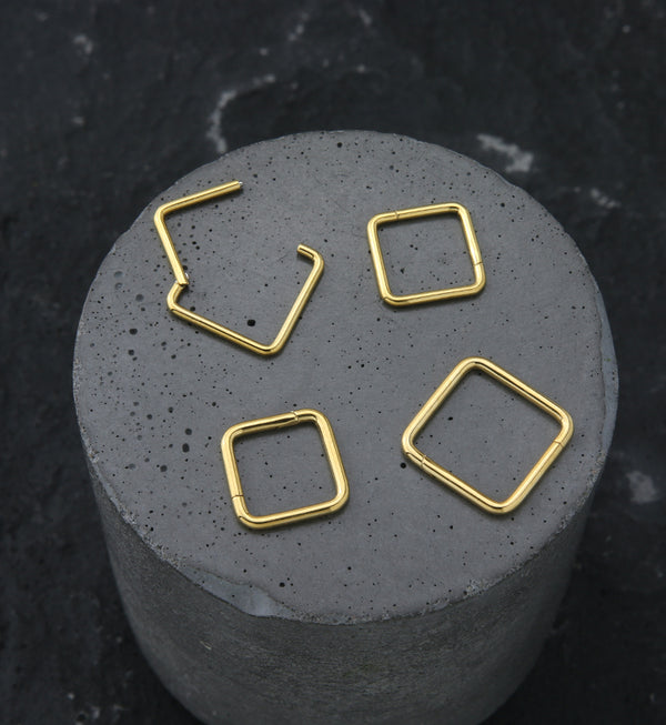 Gold PVD Square Titanium Hinged Segment Ring