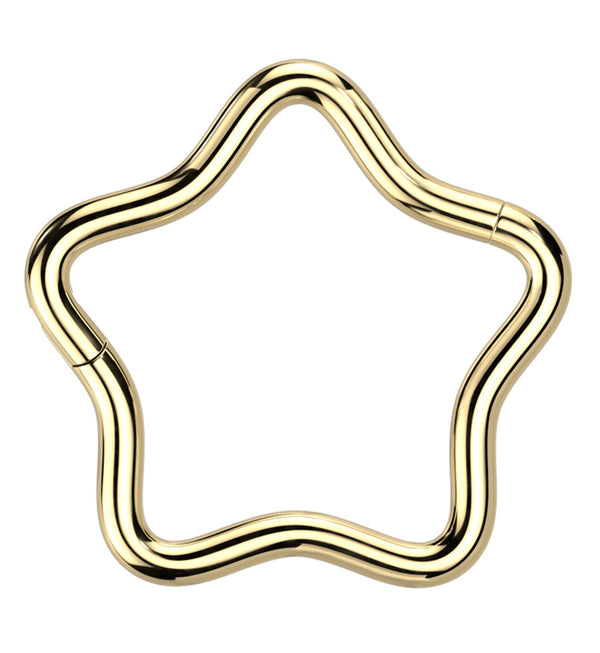 Gold PVD Star Titanium Hinged Segment Ring