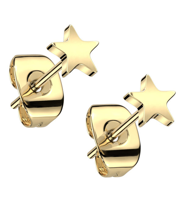 Gold PVD Star Titanium Stud Earrings