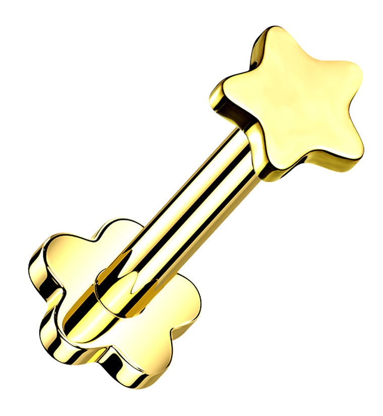 Gold PVD Star Titanium Threadless Labret