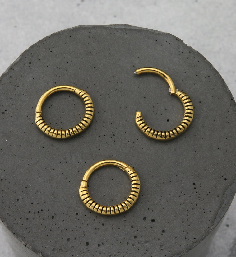 Gold PVD Tendril Hinged Segment Ring