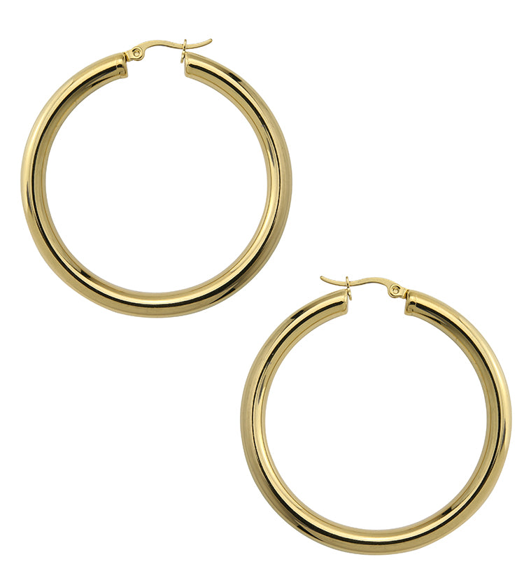 Gold PVD Thick Stainless Steel Hoop Earrings