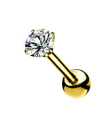Gold PVD Titanium CZ Cartilage Barbell