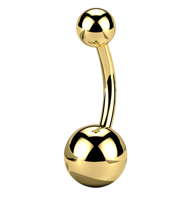 Gold PVD Titanium Internally Threaded Belly Button Ring
