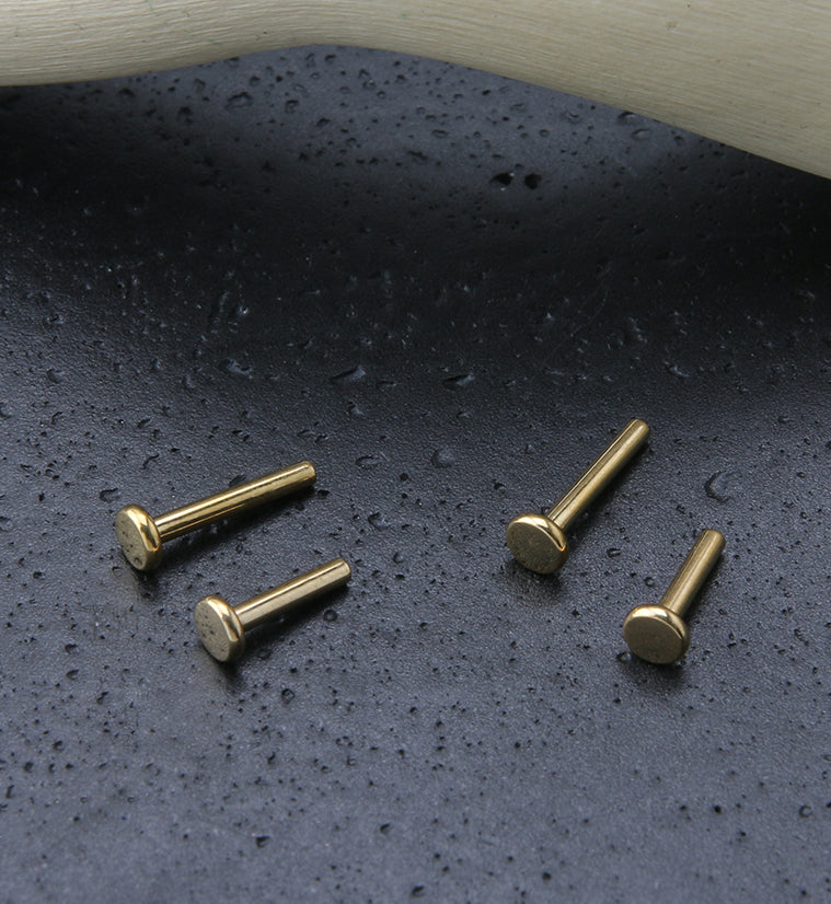 Gold PVD Titanium Internally Threaded Flat Back Labret (Back Only)
