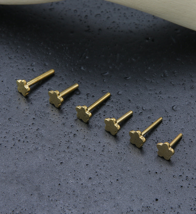 Gold PVD Titanium Threadless Flower Back Labret (Back Only)