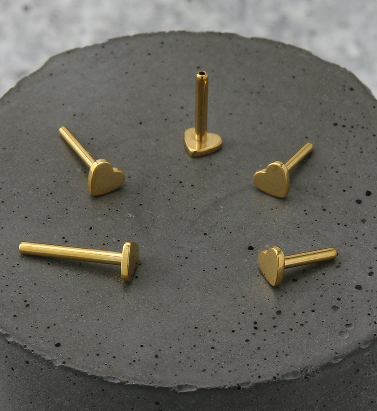 Gold PVD Titanium Threadless Heart Back Labret (Back Only)