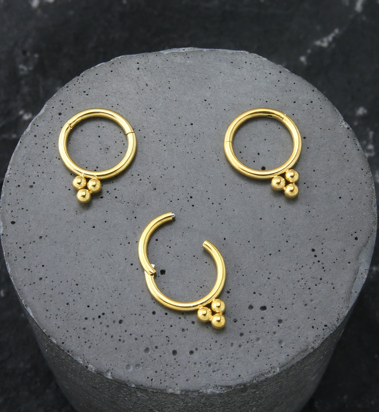Gold PVD Triple Bead Hinged Segment Ring