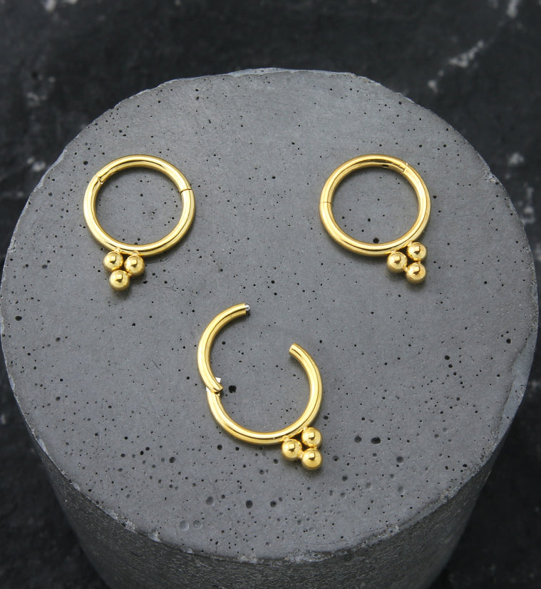 Gold PVD Triple Bead Hinged Segment Ring