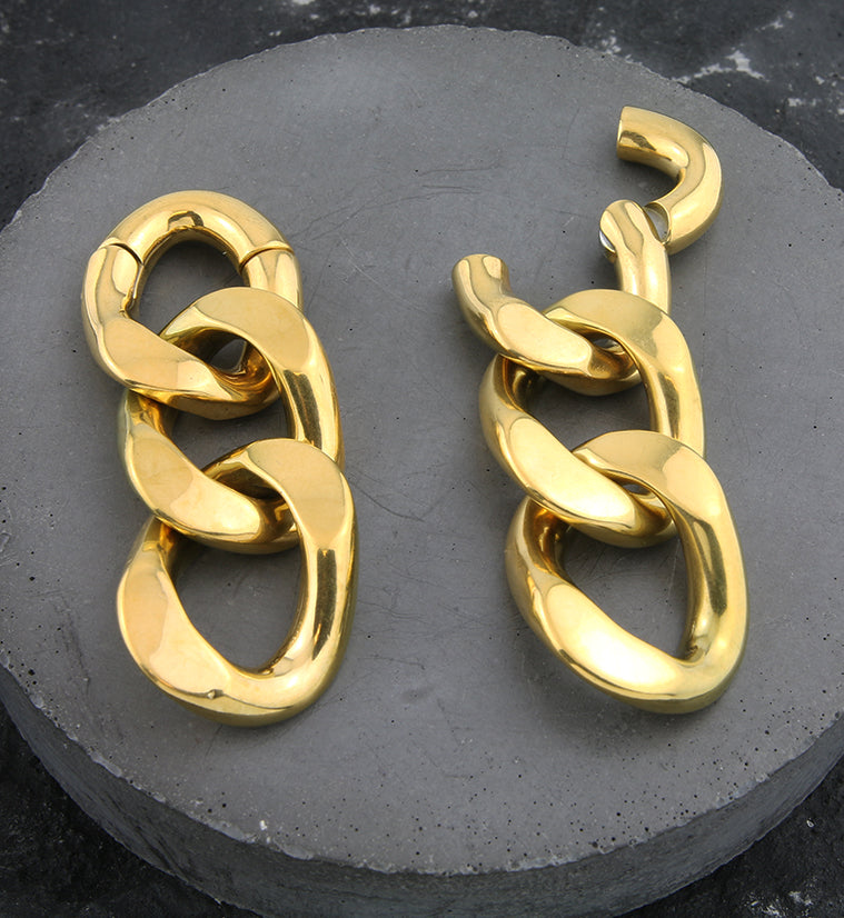 Gold PVD Triple Chain Link Hinged Ear Weights
