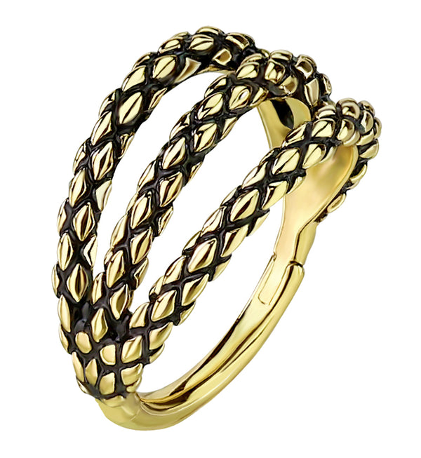 Gold PVD Triple Scales Hinged Segment Ring
