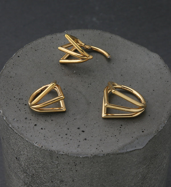 Gold PVD Triple V Titanium Hinged Segment Ring