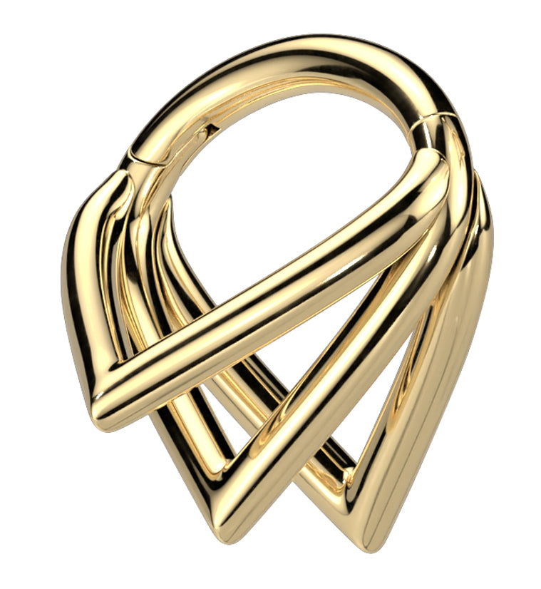 Gold PVD Triple V Titanium Hinged Segment Ring