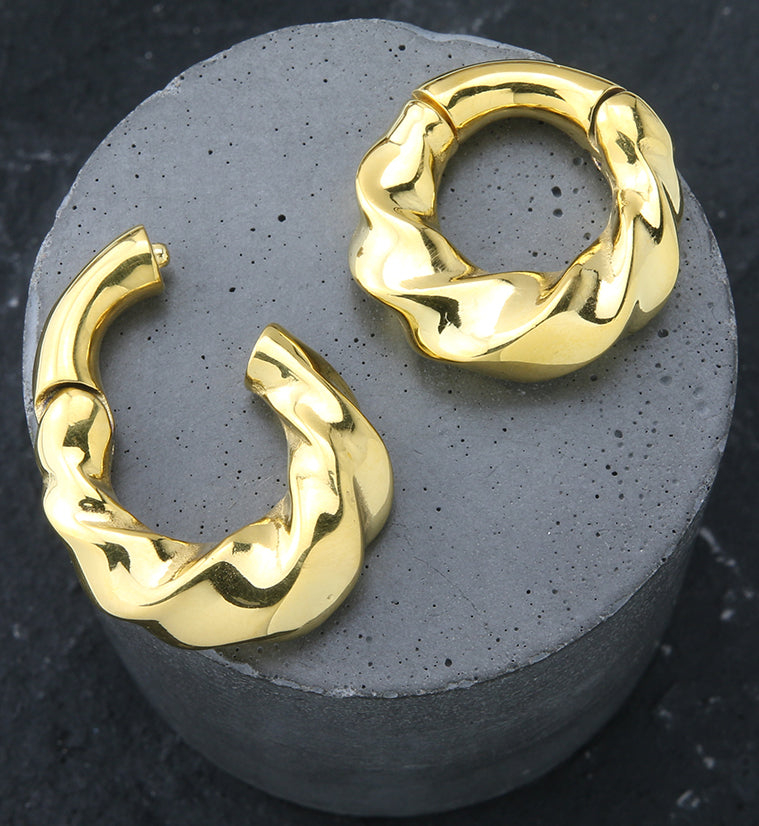 Gold PVD Twirl Hinged Ear Weights