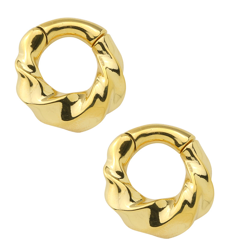 Gold PVD Twirl Hinged Ear Weights