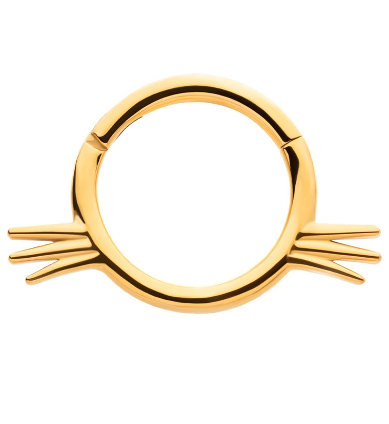 Gold PVD Whiskers Stainless Steel Hinged Segment Ring
