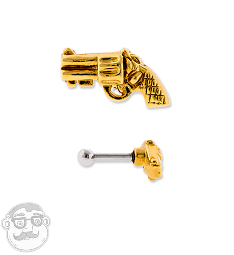 16G Gold PVD Revolver Tragus / Cartilage Barbell