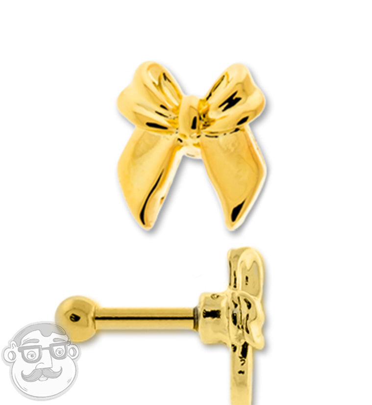 Gold PVD Bow Tragus / Cartilage Barbell