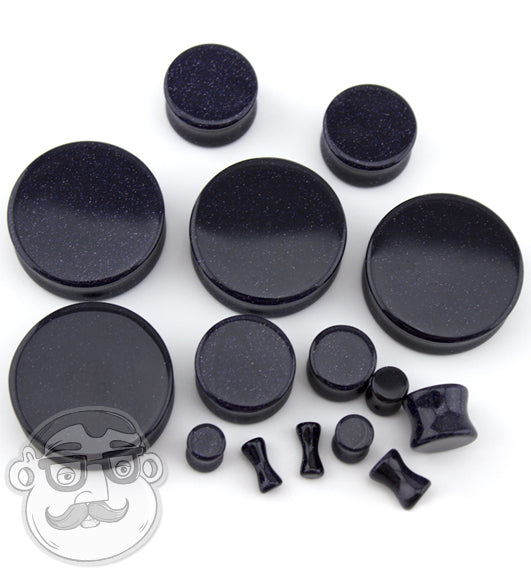 Blue Goldstone Glass Plugs