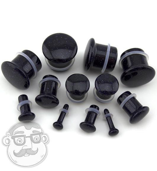 Blue Goldstone Glass Plugs