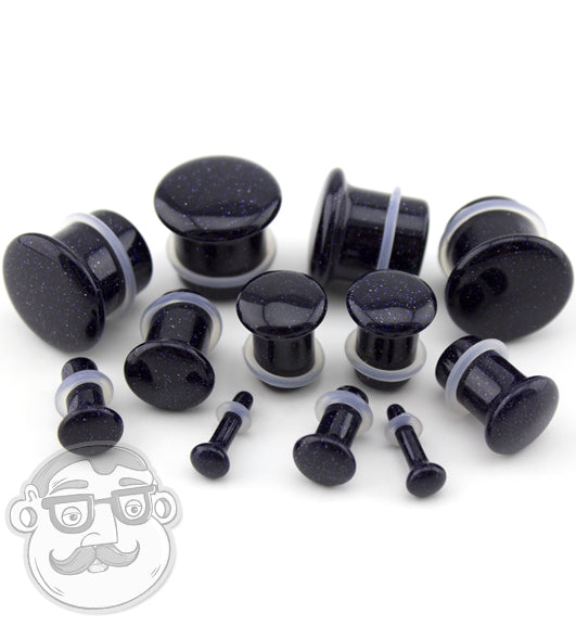 Blue Goldstone Glass Plugs