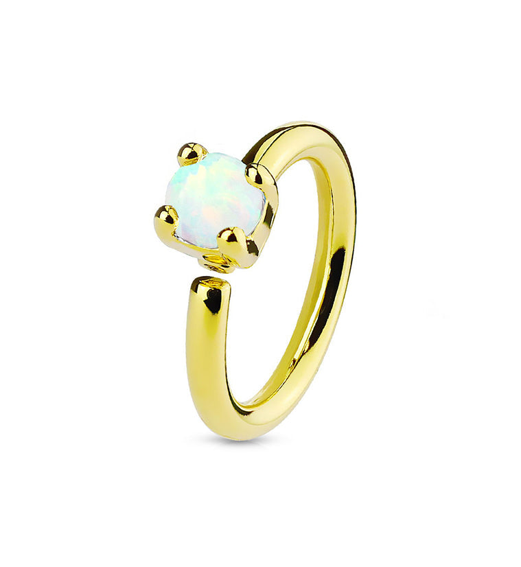 16G PVD Gold White Opalite Annealed Cartilage Hoop Ring