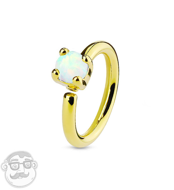 16G PVD Gold White Opalite Annealed Cartilage Hoop Ring