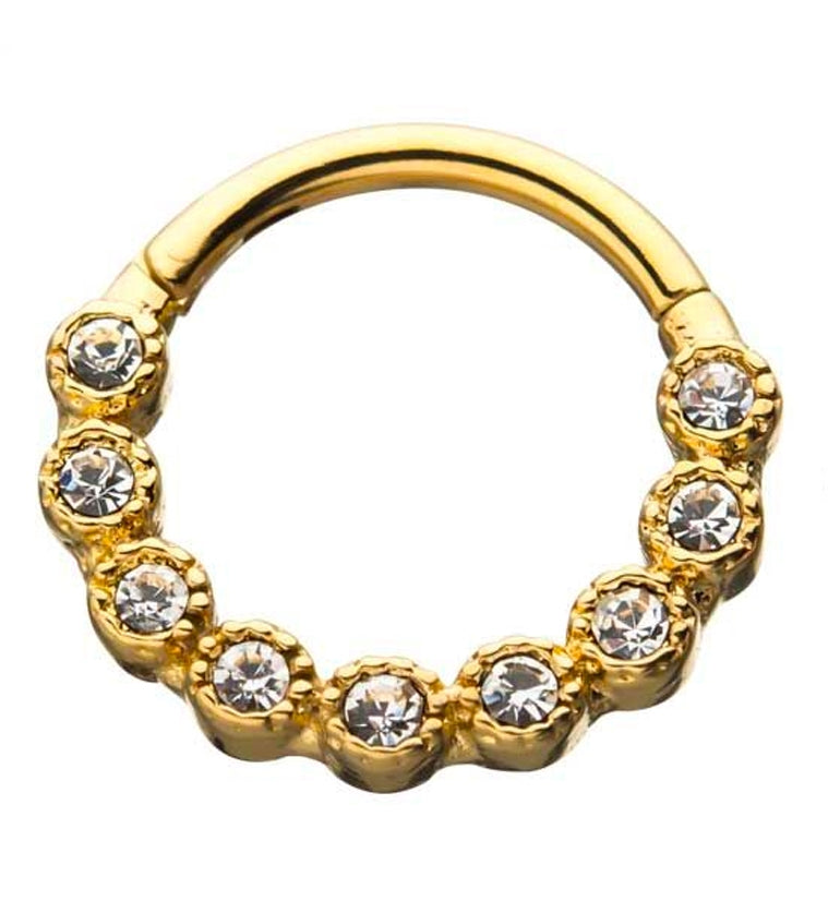 Gold PVD Spark CZ Hinged Segment Ring