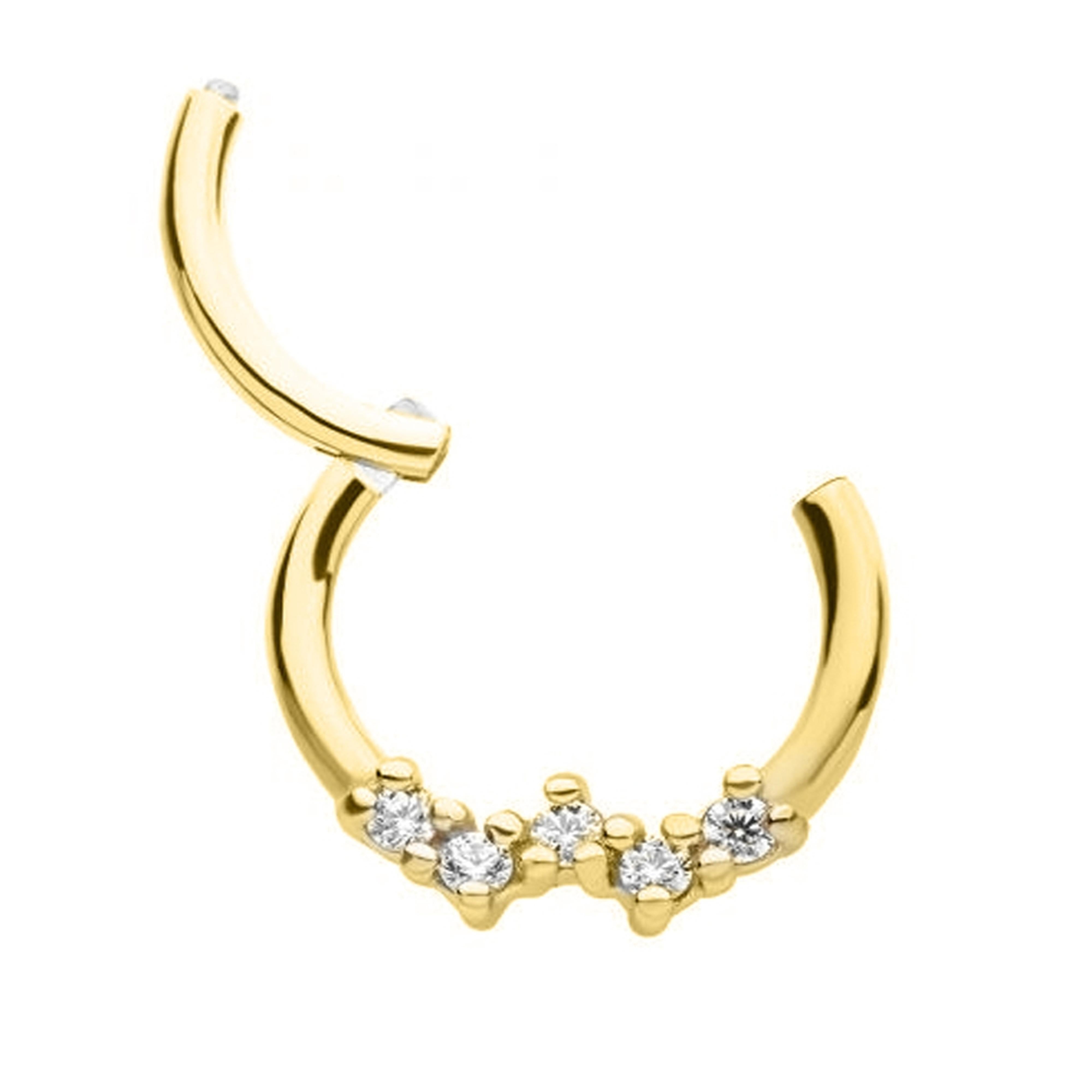 Spherule CZ Gold PVD Hinged Segment Ring