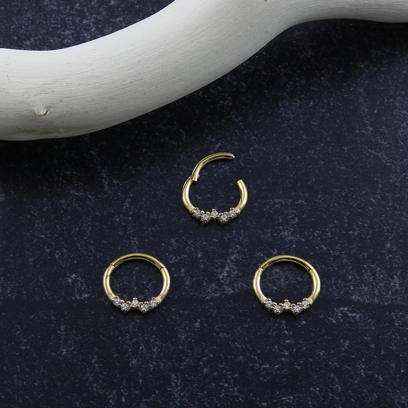 Spherule CZ Gold PVD Hinged Segment Ring
